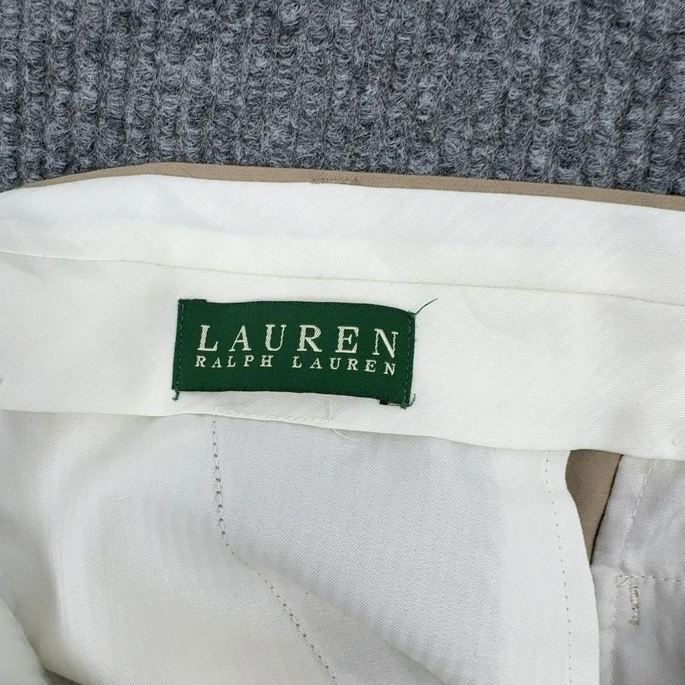 Lauren Ralph Lauren Dress Pants Mens 37x31.5 Tan Khaki Flat Front Classic Slacks